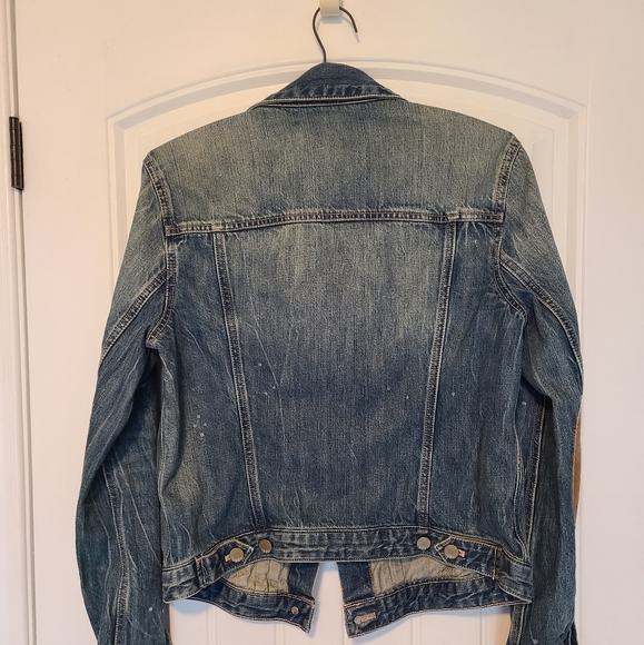 GAP Distressed Jean Jacket With Suede Elbow Patches! - Picture 2 of 7